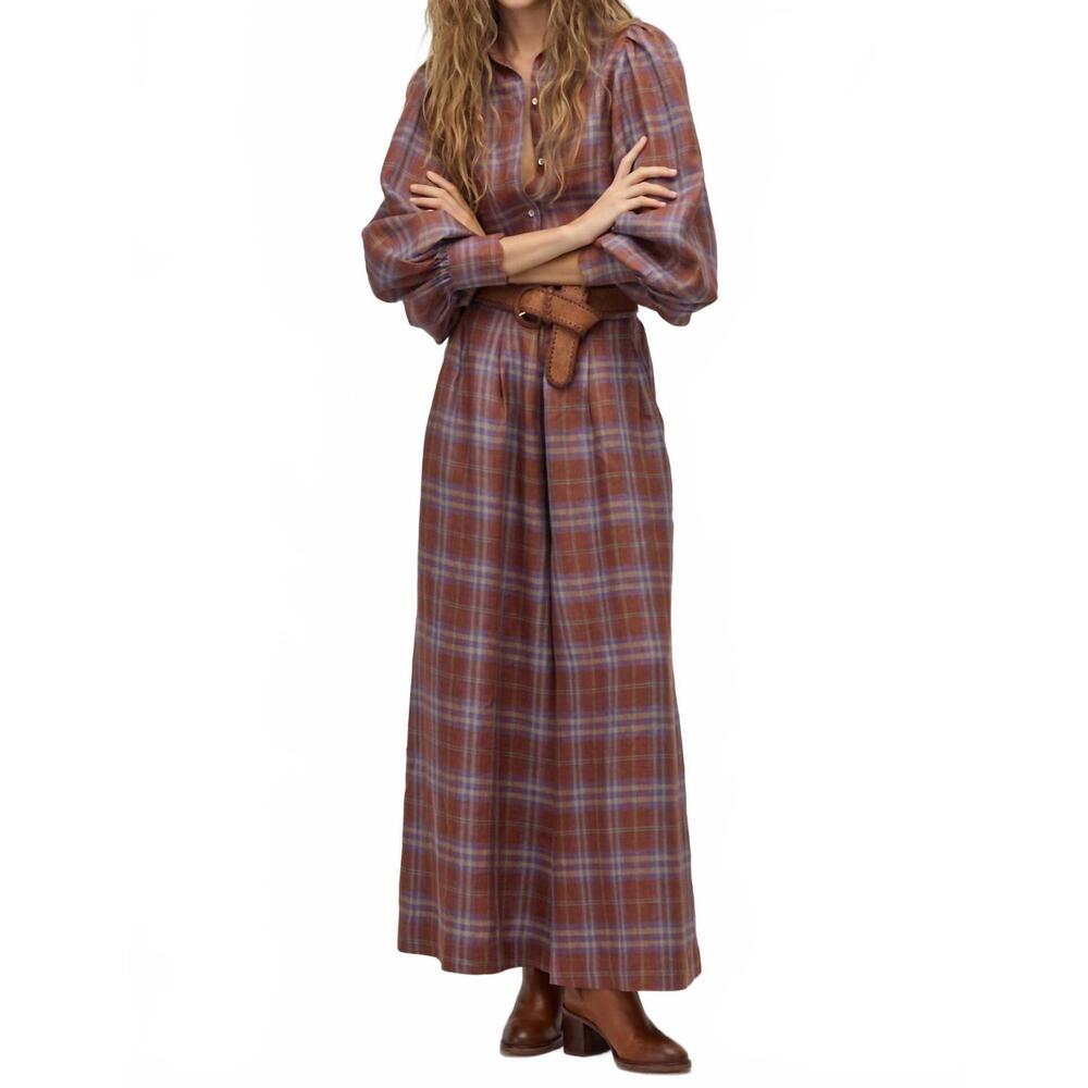 NEW LANTHROPY sabi linen pants in hazelnut checks